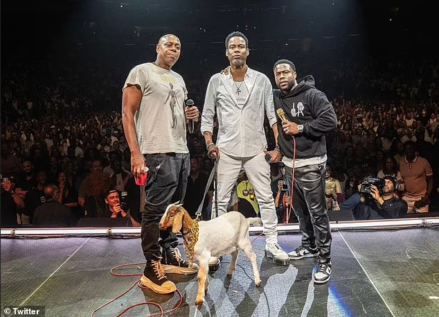 Kevin Hart gifts comedian Chris Rock a GOAT called